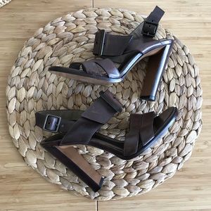 Marni brown leather buckle heels